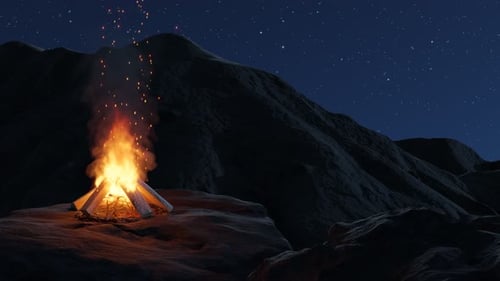 Feu de joie lumineux sur Cliff Rocks la nuit