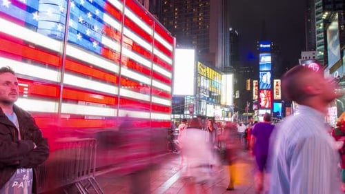 NEW YORK - JUNE 14 2015: Times Square at Evening Time Lapse