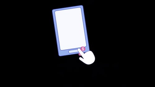 Mobile Banking Hand Click Main Button for Paying Online Store Alpha Channel