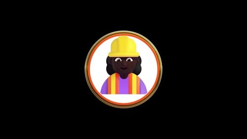 3D Construction Worker Icon Spin Loop Animation