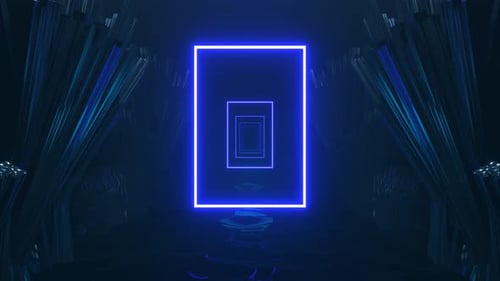 Blue Infinite Sci Fi Neon Corridor Background VJ Loop l 4K