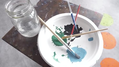 Close Paints and Brushes Art Artwork