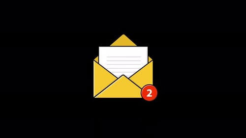 Animiertes Nachrichtenfeld mit Hinweisschild. E-Mail-Konzeptvideo — Transparent