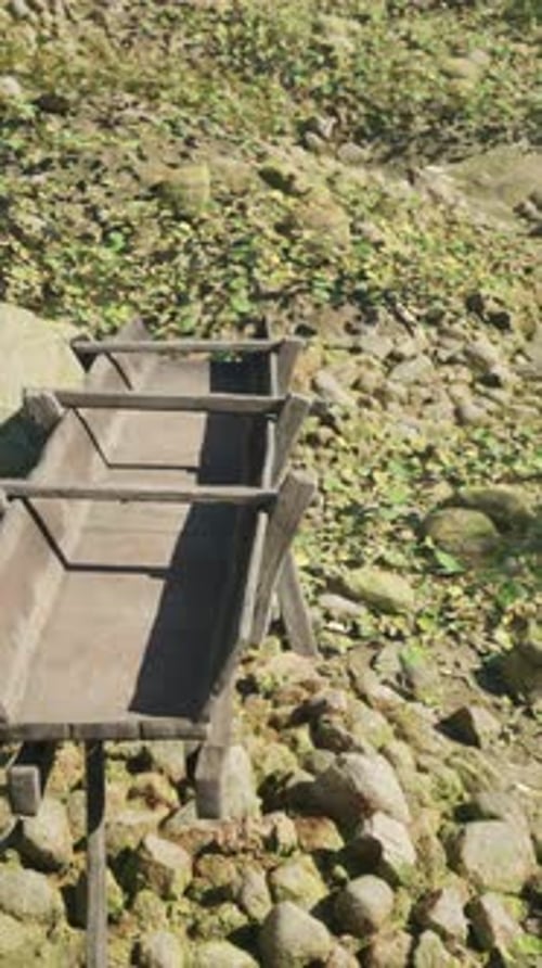 Primitive Water Supply System From Wooden Gutters