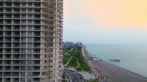 Skyscraper under construction on the beach