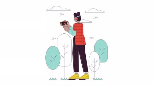 Uso de animación de dibujos animados de línea de servicio de transmisión de música