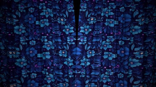 Blue Flowers Print Curtain Opener