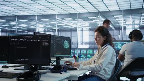 Computer Scientist Working in High Tech Server Hub