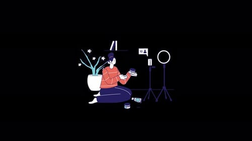 Flat Design Animation of a Beauty Vlogger Creating Content
