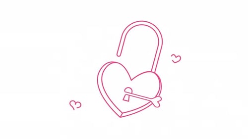 Decorative Heart Lock and Key Outline Reveal