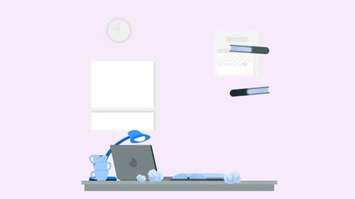 Flat Design Animation of Stressed Person Working Overtime