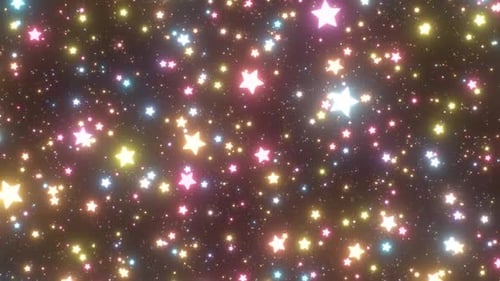 Magical Rain Of Glowing Stars Falling In Celestial Cosmic Night Sky