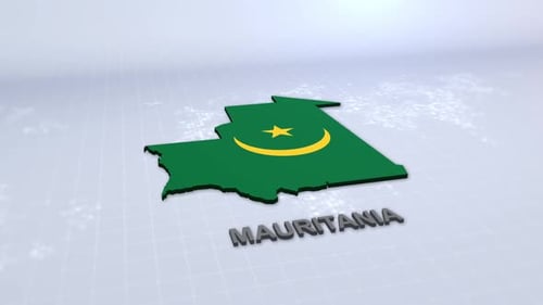 Mauritania Country Map with Flag 3D Animation
