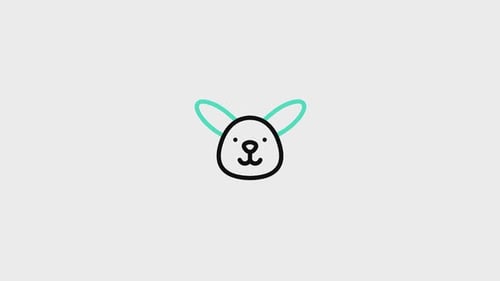 Animated Flat Design Rabbit Face Line Art Reveal