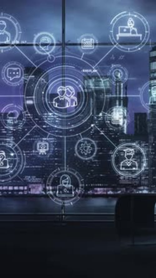 Animated Futuristic HR Network Interface Display