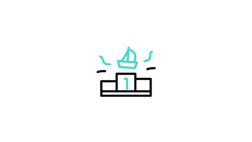 Minimalist Line Icon Animation of Sailboat on Podium