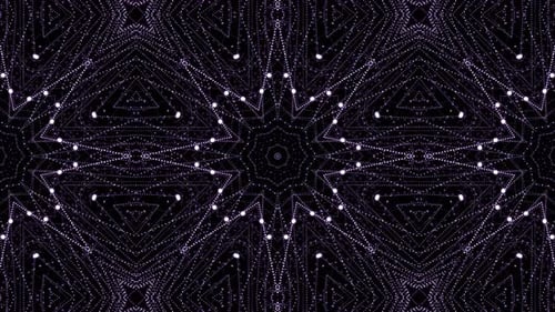 Flowing Purple Particles Form Abstract Geometric Kaleidoscope Pattern