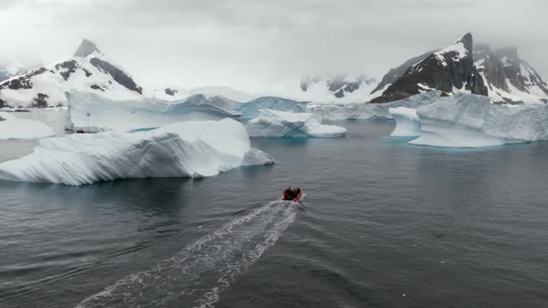 Aerial View of Icebergs Floating in Gray Ocean Waters, Nature Stock ...