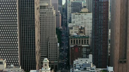 Aerial Distant View of New York City's Bustling Lower Manhattan Highlighting the Iconic Broadway
