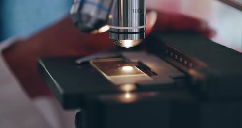Close Up of a Microscope in a Laboratory