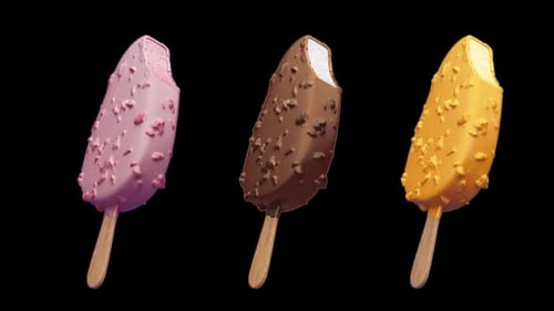 Artistic 3D Animated Ice Cream Bars with Crunchy Coating