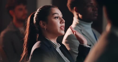Adult Woman Speaking at a Corporate Conference