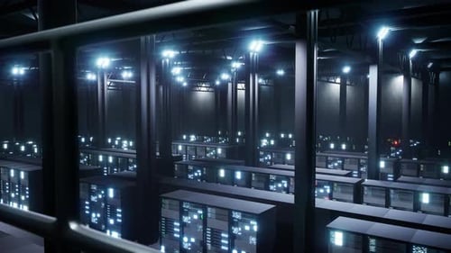 Modern Data Center with Server Racks