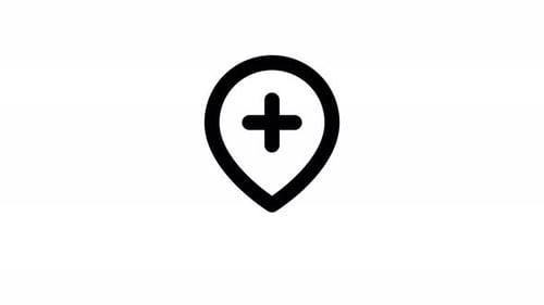 Animated Map Pin Icon with Plus Sign Reveal