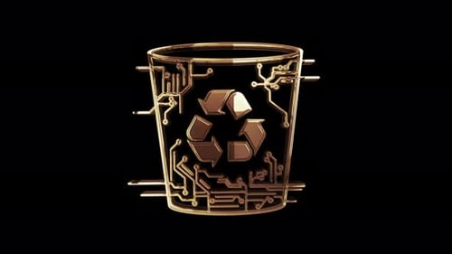 Trash and delete bin metal symbol loop rotating