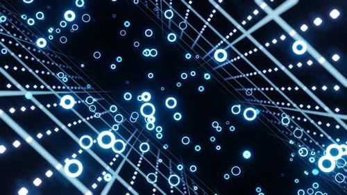 Looped 3d Animation VFX Blue Tunnel with Polygonal Frames Scifi Abstract Cyclic Background