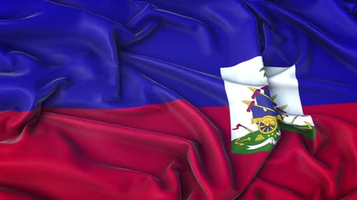 Realistic Haiti National Flag Waving Animation