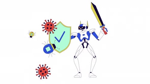 Animação 2D da AI Cyber Defense Line