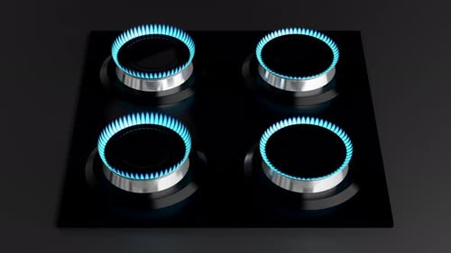 Modern Gas Stove with Blue Flames