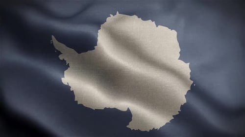 Antarctica Map Waving Flag Texture Background Loop