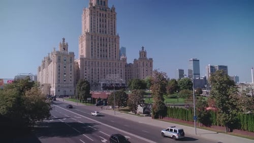 The Old Stalinist High Rise In The Center Of Moscow