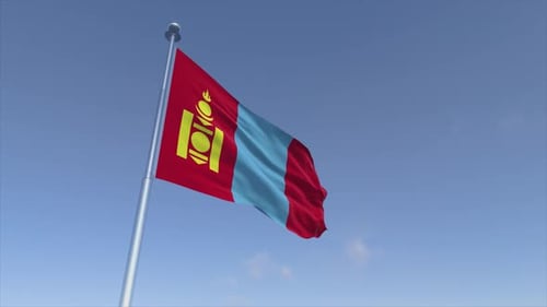 3D Mongolian Flag Waving Seamless Loop