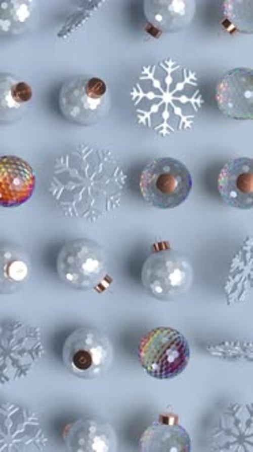 Christmas rotating balls and snowflakes.
