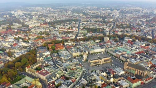 Aerial View of European City With Old Architecture