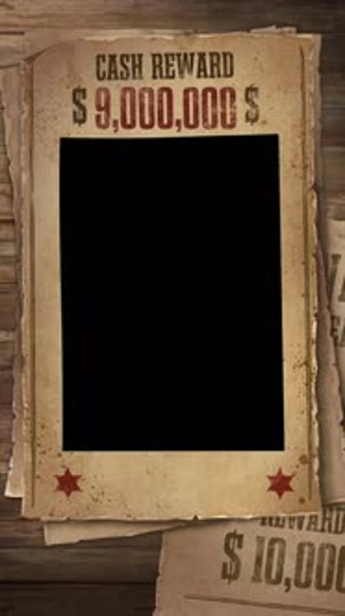 Retro Western Wanted Poster with Cash Reward Counter Animation