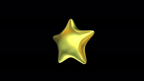 Glossy 3D Golden Star Rotating Loop Animation