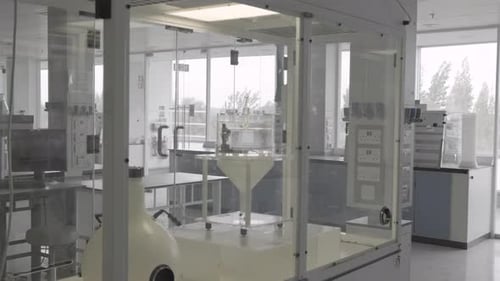 Empty Modern Laboratory with Scientific Equipment and Glassware