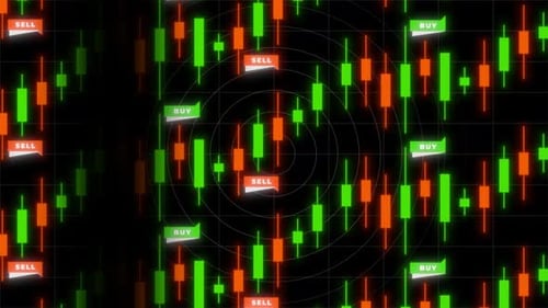 Trading Market Buy Sell Candle Animation Background