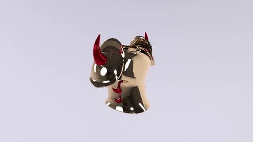 Rotating Golden Geometric Bull Head Animation