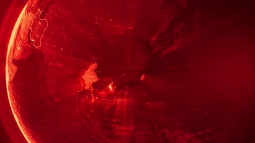 Red Digital Earth Globe Map Animation