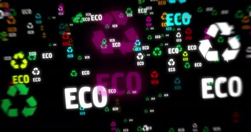 Recycling symbol tunnel effect fly between
