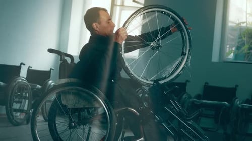 A Disabled Man Assembles a Stroller