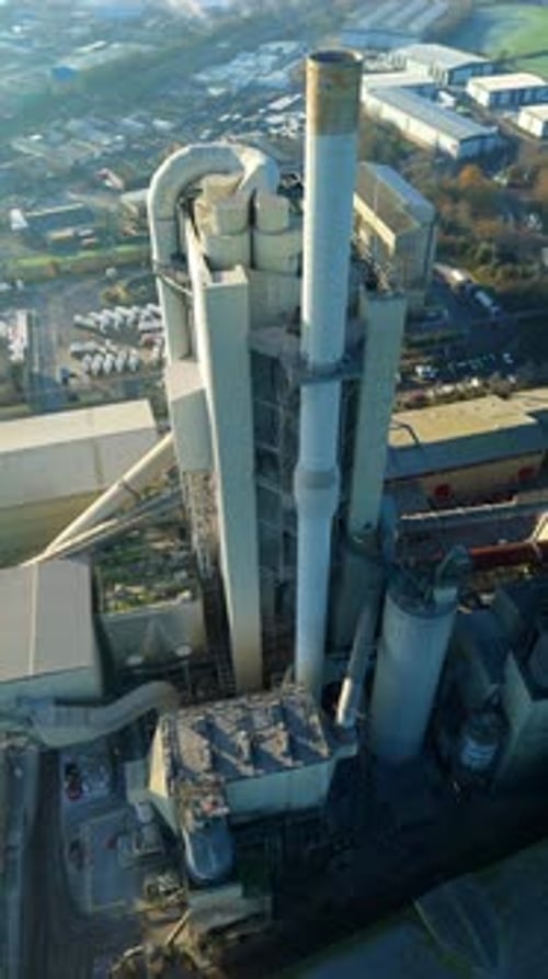 Aerial view of industrial building, United Kingdom.