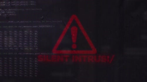 Silent Intrusion On Hack Screen And Data Matrix Simulation With Futuristic Hud Screen