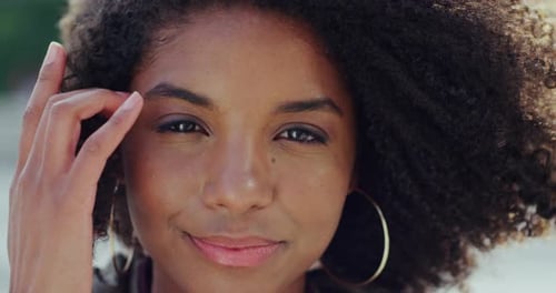 Beautiful Woman Smiles, Close Up Portrait