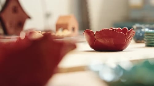 Handmade Ceramic Bowls and Decorative Clay Houses